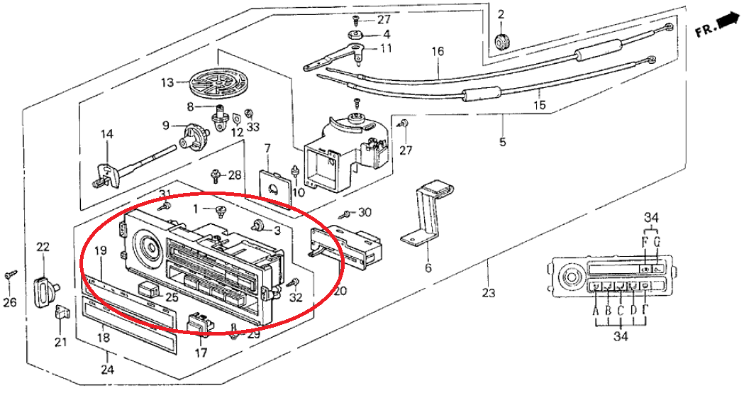 Honda_crx_climate contorl panel_drawing