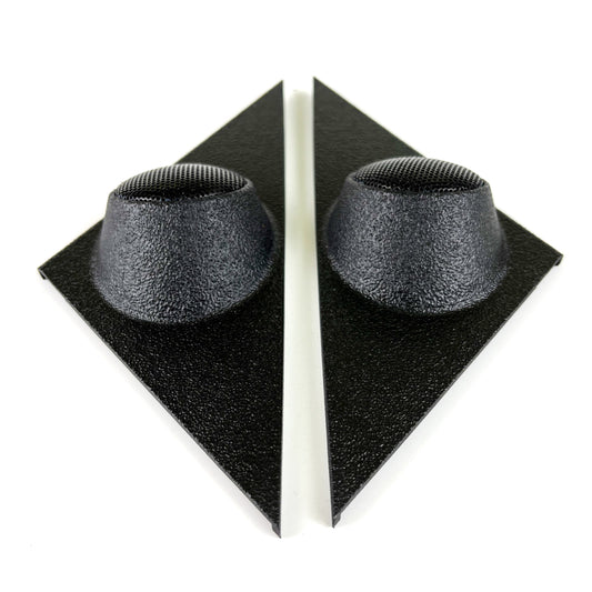 Aftermarket BMW E30 door mirror tweeter speaker cover set – 42mm – OEM 65131377688 / 65131377687