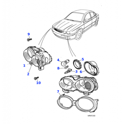 Jaguar X_type headlight exploded view