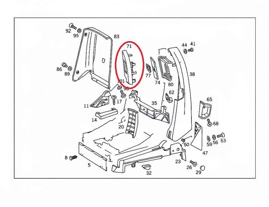 Mercedes_Benz_R129_seatbelt_trim_exploded_view