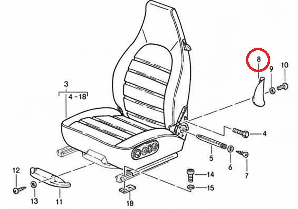 porsche_911_seat_hinge_cover_exploded_view left