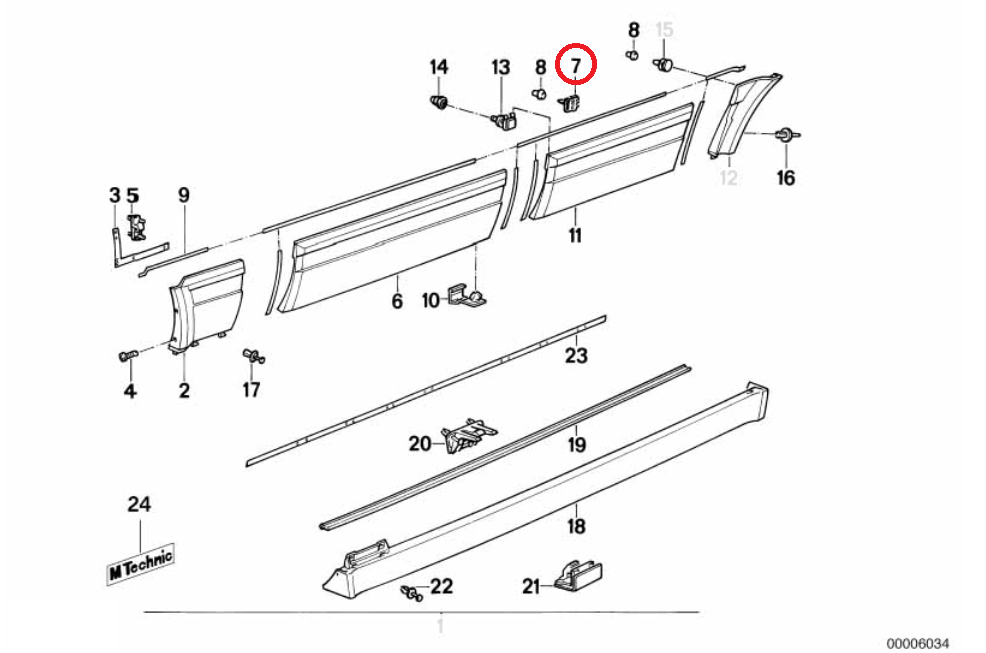 BMW E30 3 Series M-Tech 2 Rocker Panel Side Clip Repair Kit