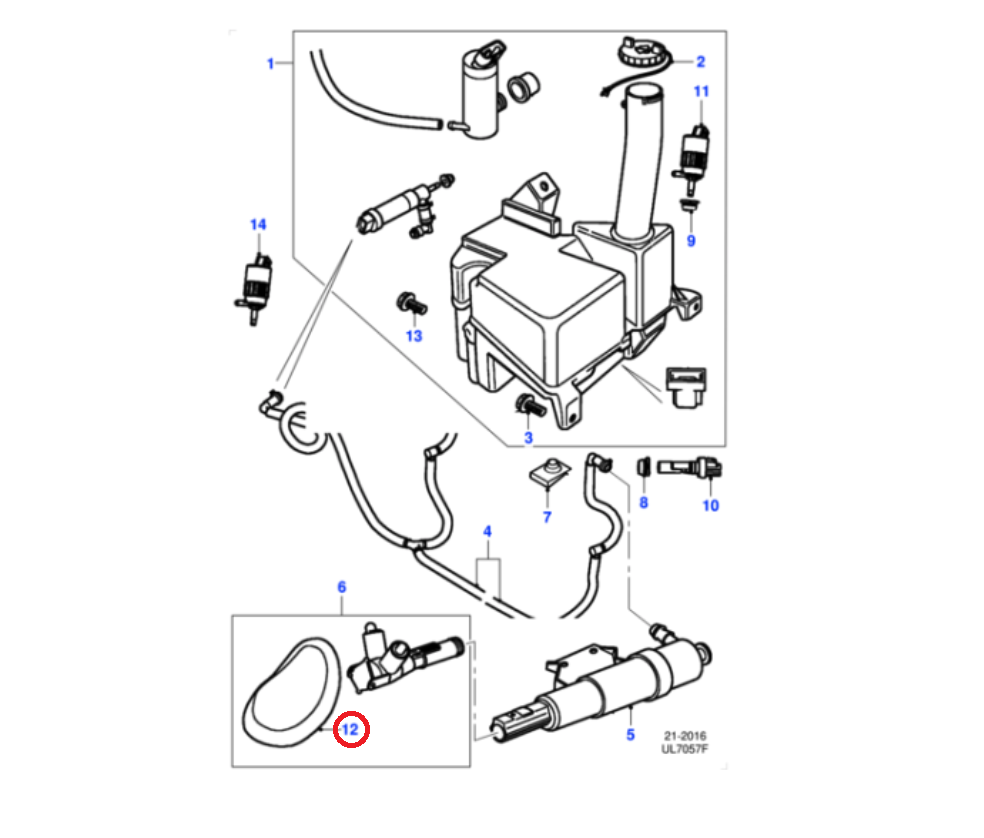 Jaguar S-Type headlight washer cover exploded view