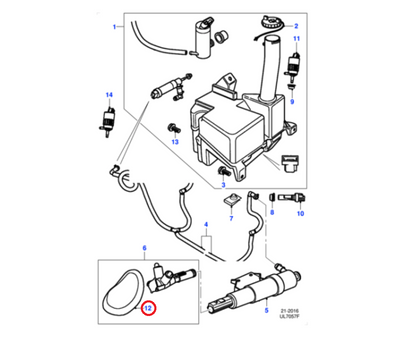 Jaguar S-Type headlight washer cover exploded view