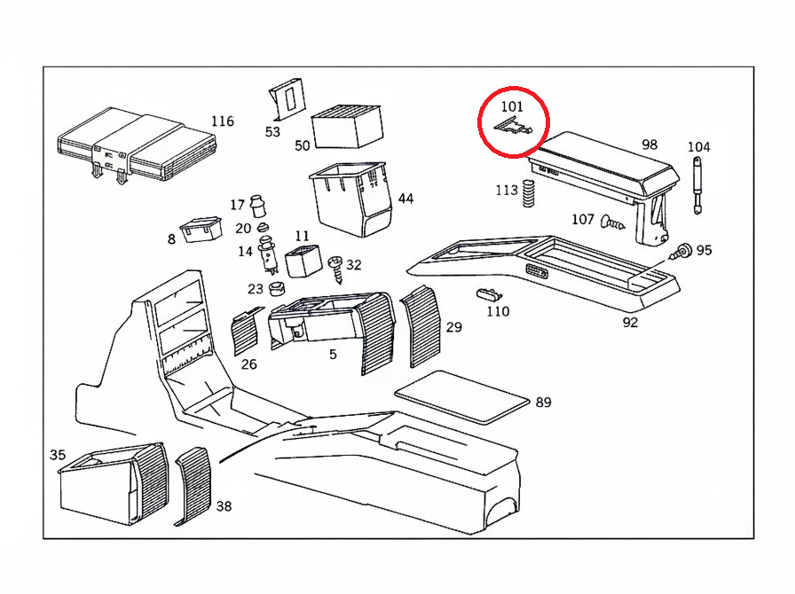 Mercedes_Benz_r129_lid_latch_button_exploded_view