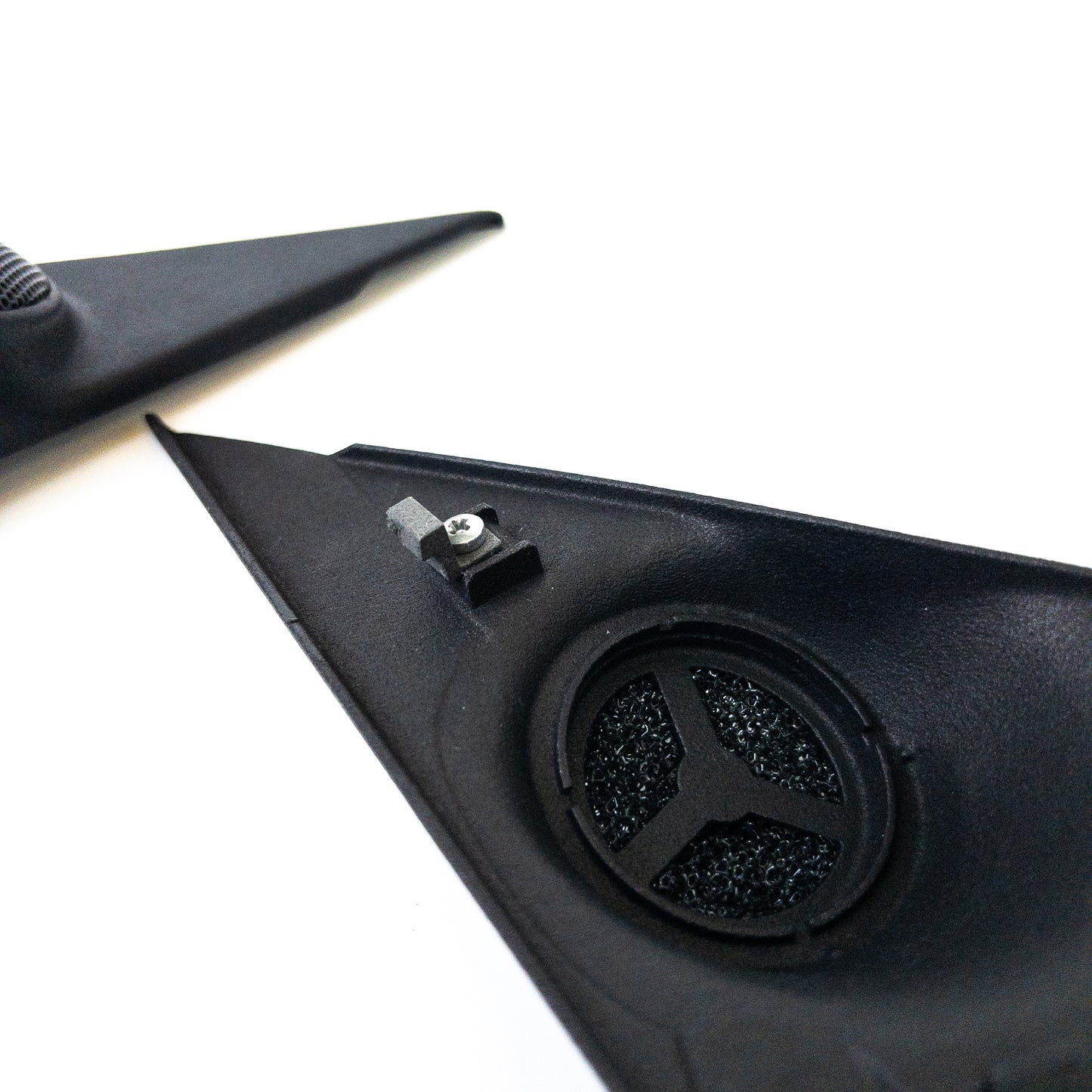BMW E30 tweeter speaker housing back side with mounting points, discontinued OEM part